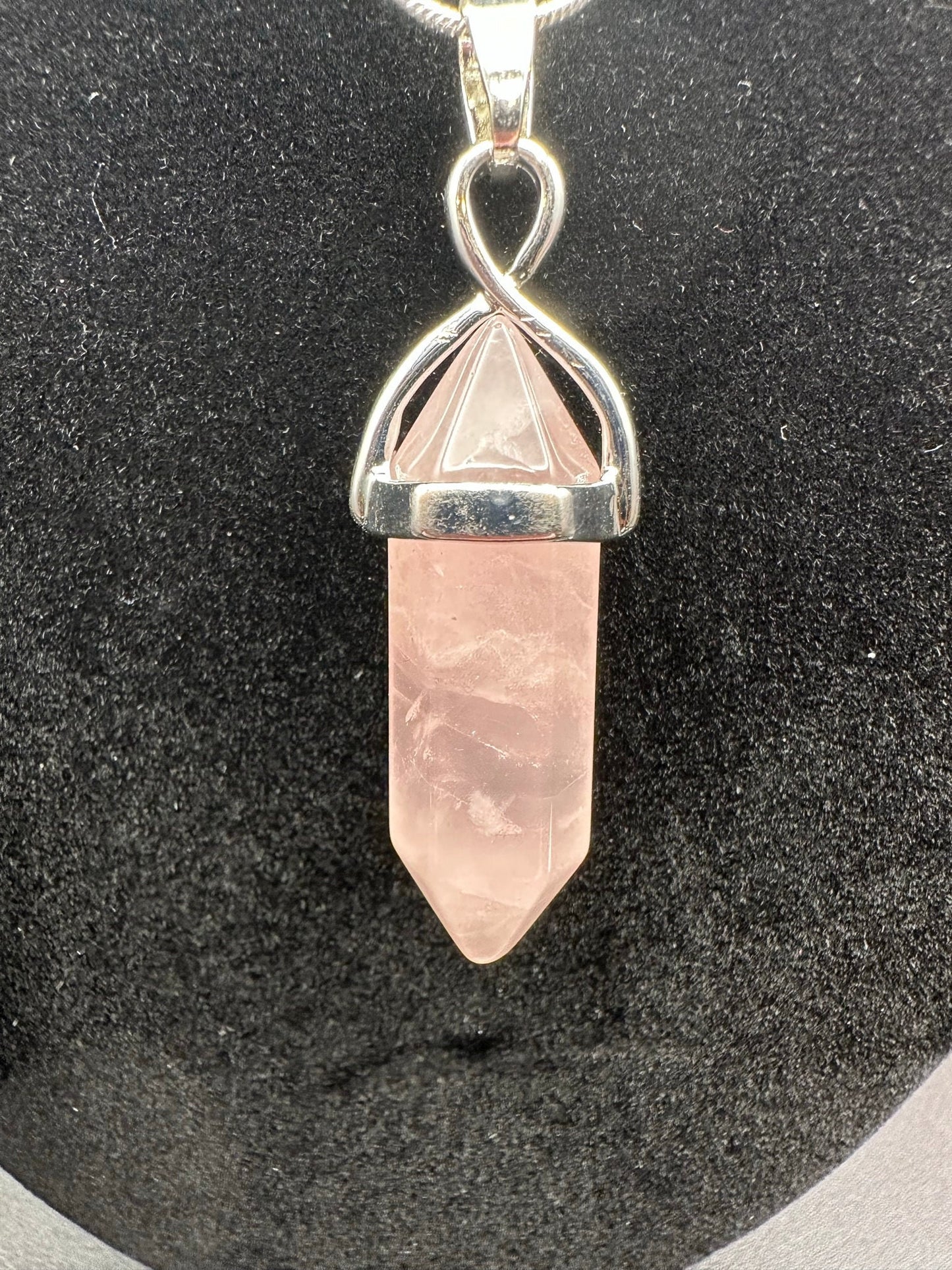 Rose Quartz Three-Piece Earrings and Necklace Set 18" Silver-Plated Chain