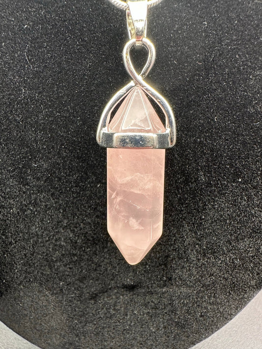 Rose Quartz Three-Piece Earrings and Necklace Set 18" Silver-Plated Chain