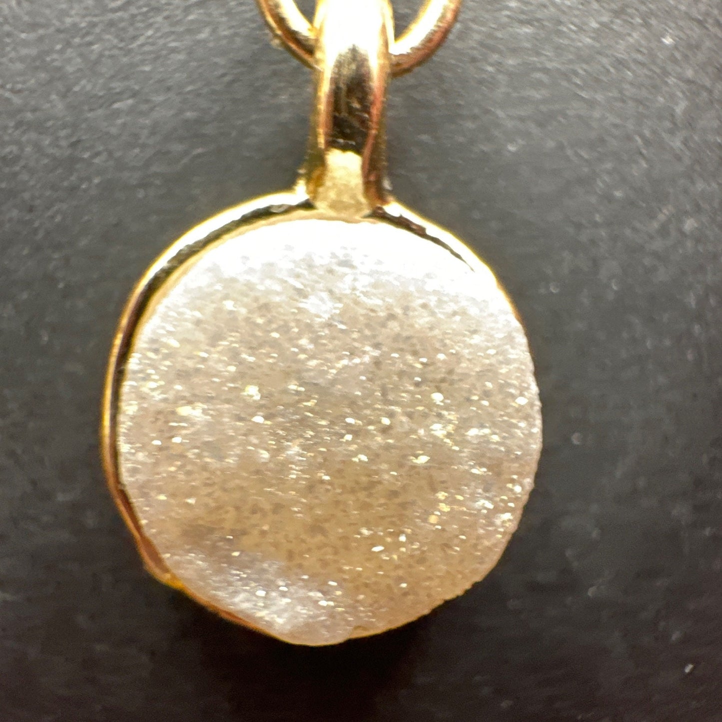 Druzy Crystal Agate Crystal Quartz Earrings Gold Tone