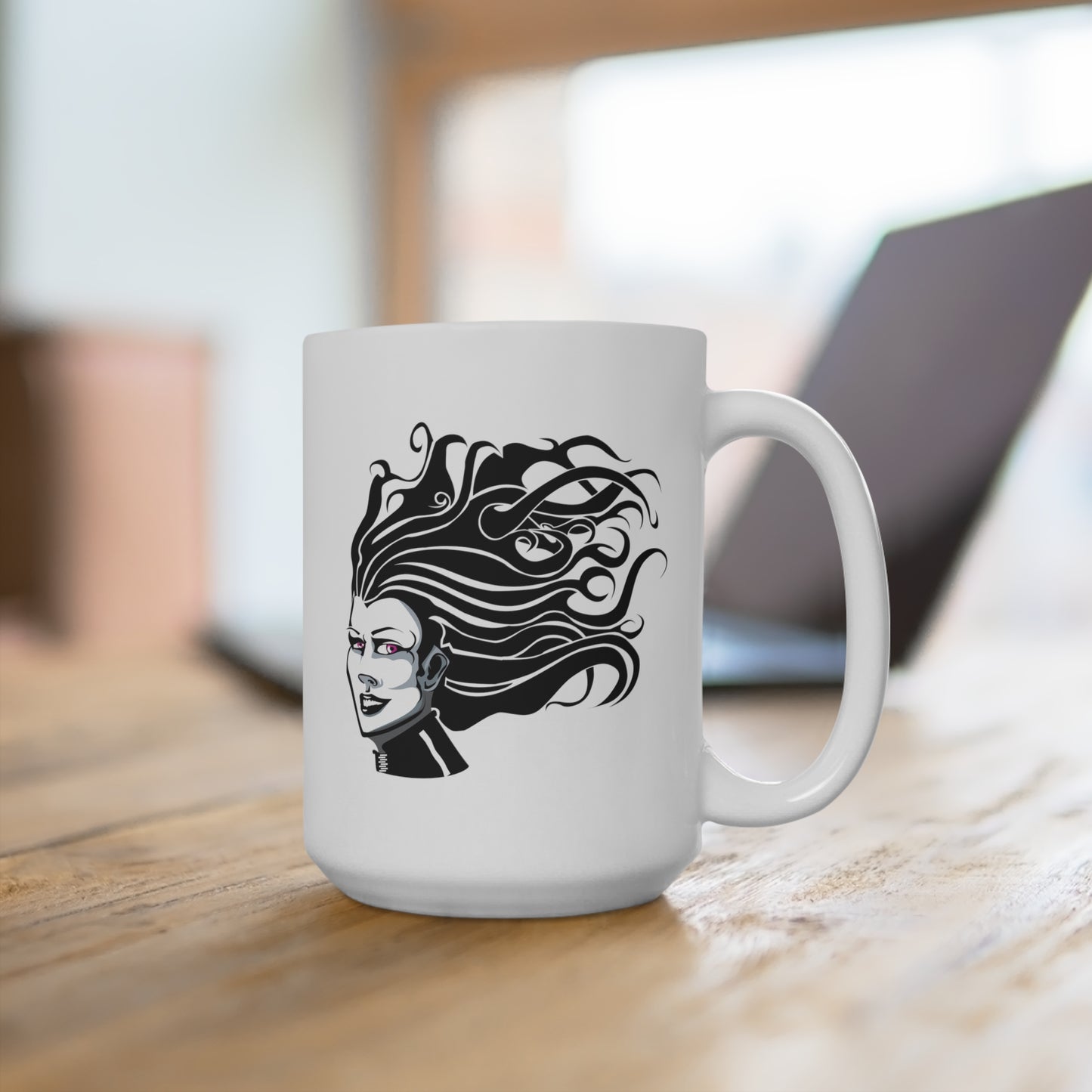 15 oz. Large Glossy Ceramic Coffee Mug Medusa Witchy