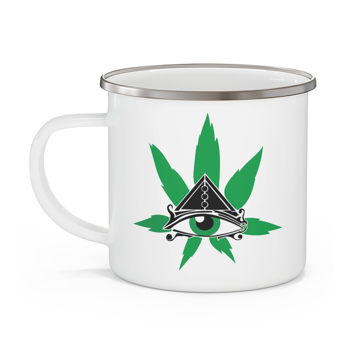 The Eye of Bruh (Ra) Third Eye Cannabis Enamel Coffee Travel Camping Mug