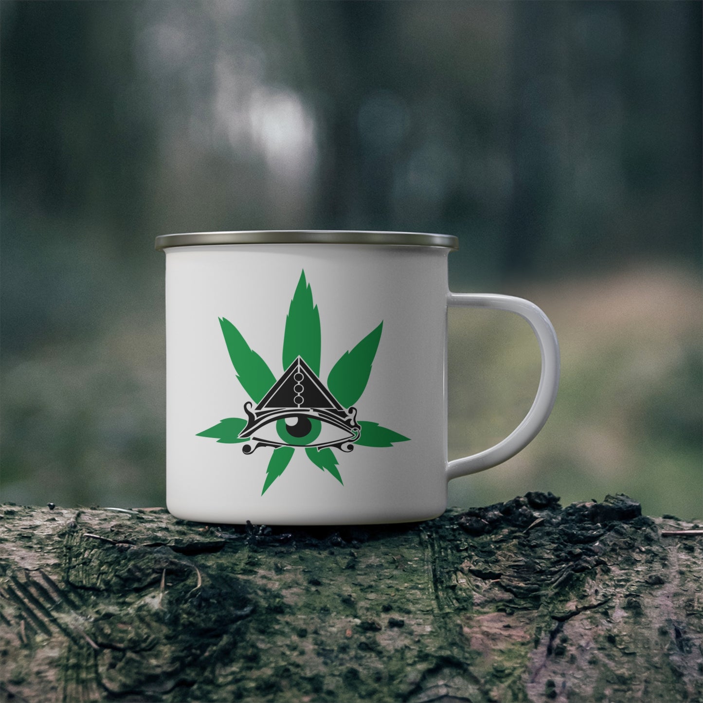 The Eye of Bruh (Ra) Third Eye Cannabis Enamel Coffee Travel Camping Mug